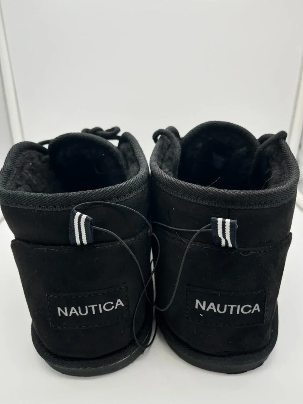 Nautica Men’s Dulverton Lace Slipper Bootie Black Suede Faux Fur Lined Sz 11 NIB